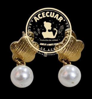Arete flores con perla
