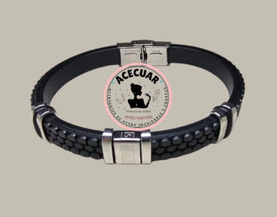 Unisex rubber and stainless steel bracelet
