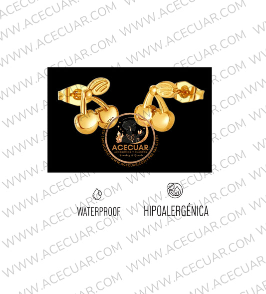 Cereza dorada aretes