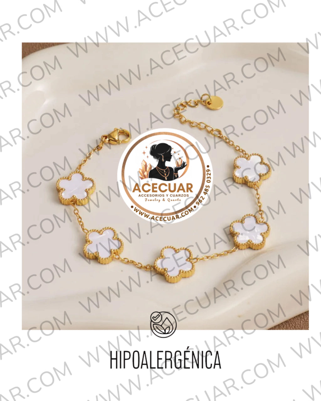 Trebol blanco pulsera